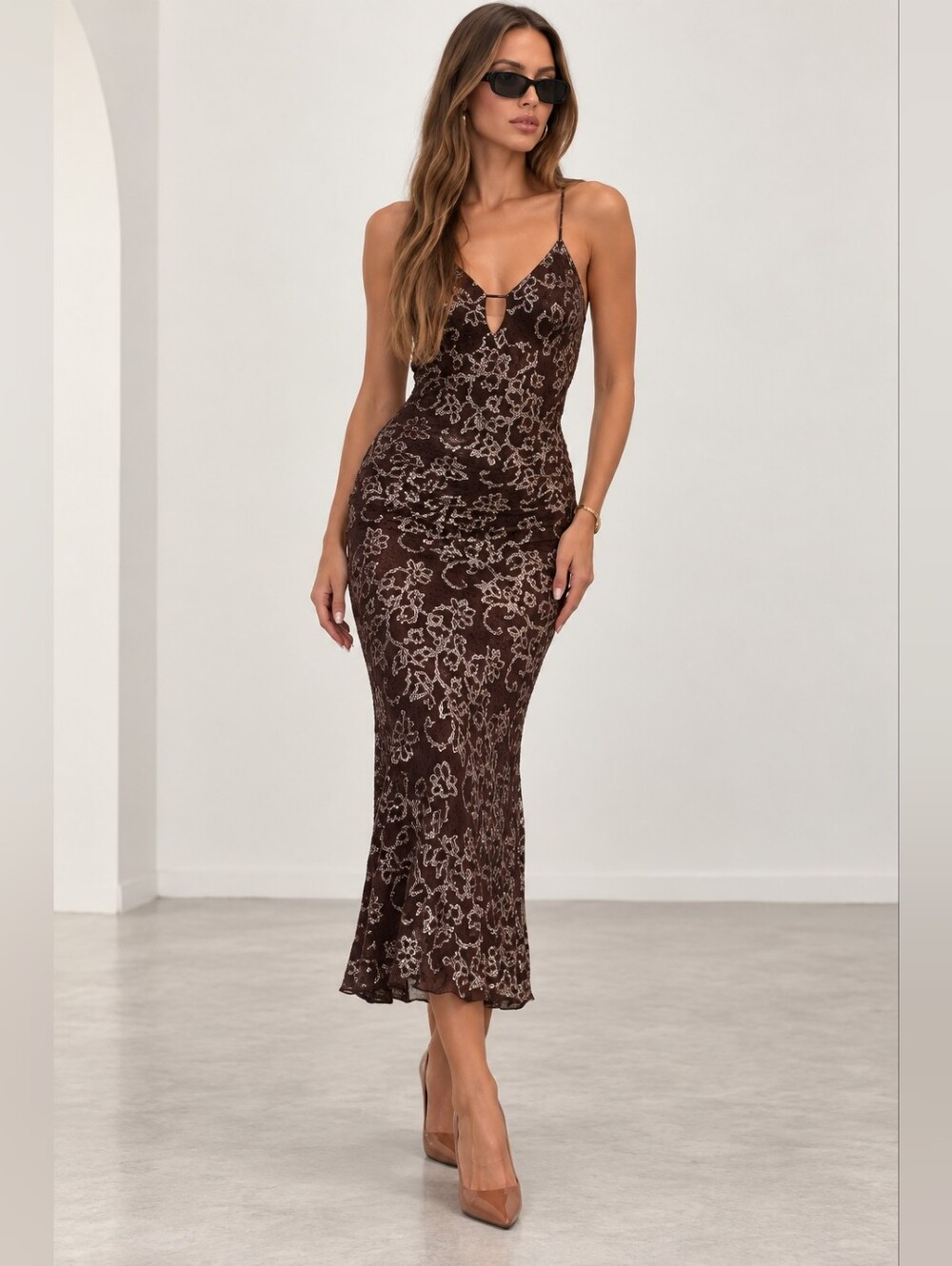 RARE NWT ZARA SEQUIN SLIP DRESS ZW COLLECTION HIGH END QUALITY burgundy/…